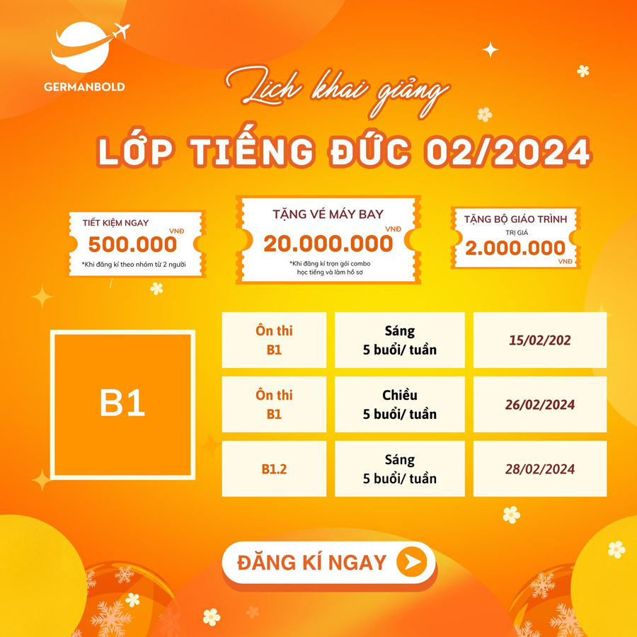 Lịch khai giảng tháng 2